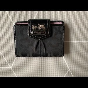 Coach Black wallet with coin zipper, purple inside